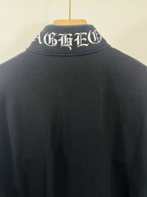 クロムハーツ ウォッシュアップリケ刺繍スタンドカラージッパースウェットシャツ