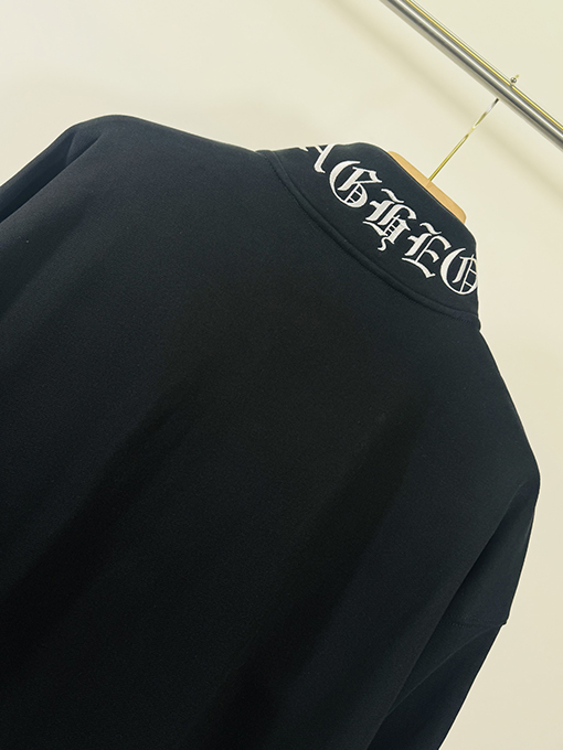 クロムハーツ ウォッシュアップリケ刺繍スタンドカラージッパースウェットシャツ