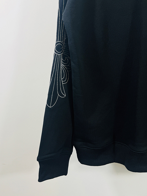 クロムハーツ ウォッシュアップリケ刺繍スタンドカラージッパースウェットシャツ