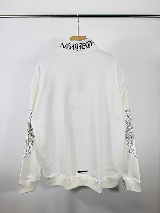 クロムハーツ ウォッシュアップリケ刺繍スタンドカラージッパースウェットシャツ