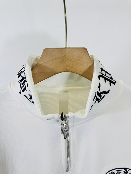 クロムハーツ ウォッシュアップリケ刺繍スタンドカラージッパースウェットシャツ