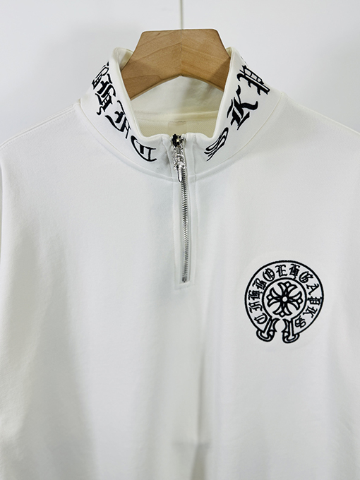 クロムハーツ ウォッシュアップリケ刺繍スタンドカラージッパースウェットシャツ
