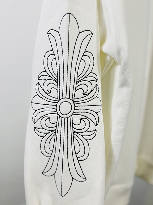 クロムハーツ ウォッシュアップリケ刺繍スタンドカラージッパースウェットシャツ