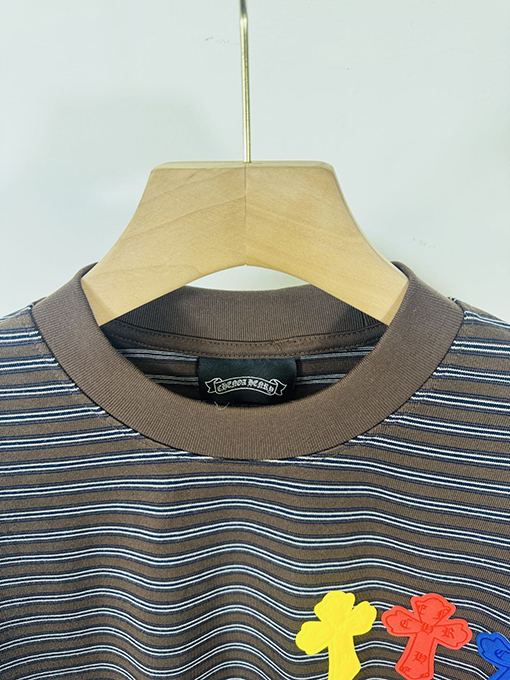 クロムハーツスーパーコピー 馬蹄クロス3Dプリント黒と白のストライプ 長袖シャツ