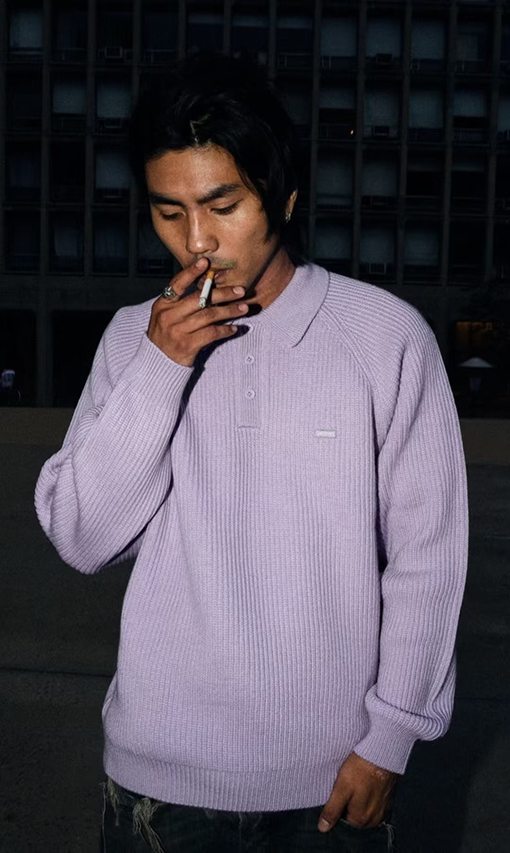 シュプリーム SMALL BOX POLO SWEATER 刺繍ロゴニット長袖ポロシャツセーター