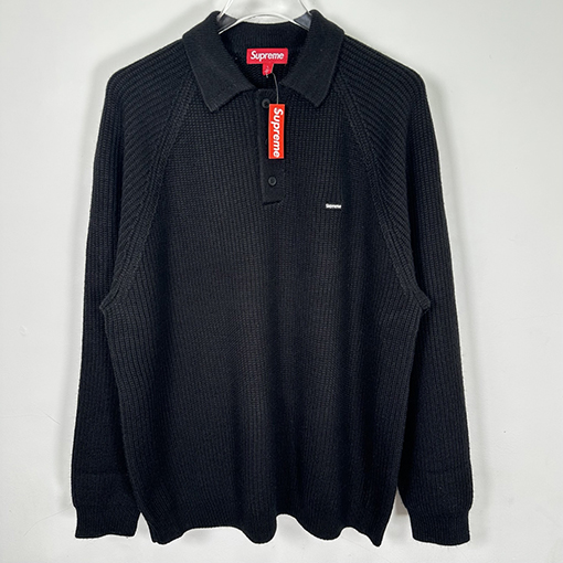 シュプリーム SMALL BOX POLO SWEATER 刺繍ロゴニット長袖ポロシャツセーター