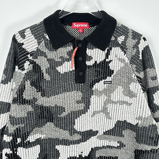 シュプリーム SMALL BOX POLO SWEATER 刺繍ロゴニット長袖ポロシャツセーター
