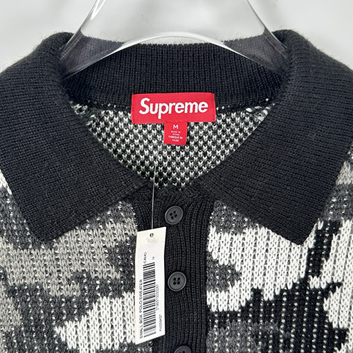 シュプリーム SMALL BOX POLO SWEATER 刺繍ロゴニット長袖ポロシャツセーター