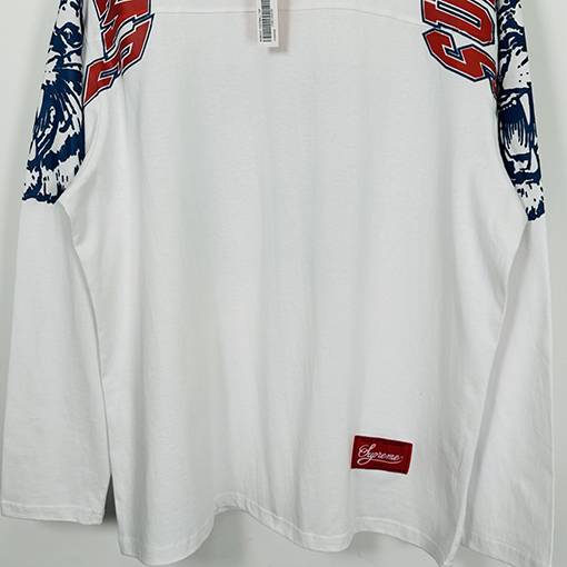 シュプリーム MASCOT FOOTBALL TOP タイガーヘッド番号66フットボール ロングスリーブ シャツ