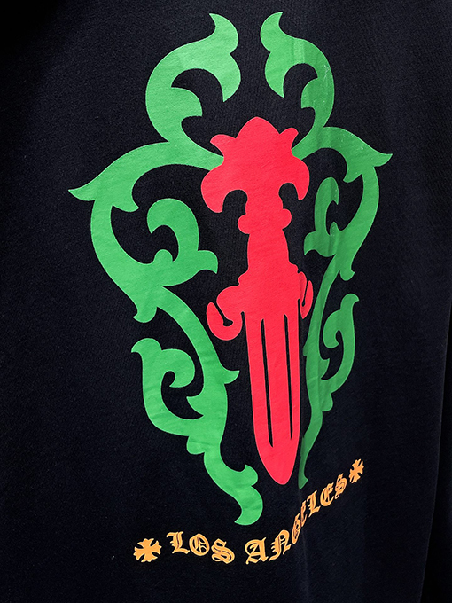 クロムハーツコピー 限定蔓と剣をデザインした緑の花柄ロングスリーブシャツ