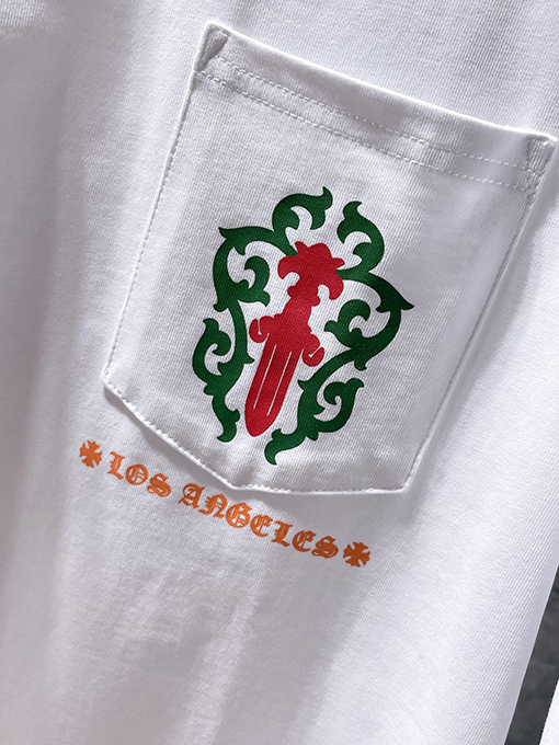 クロムハーツコピー 限定蔓と剣をデザインした緑の花柄ロングスリーブシャツ