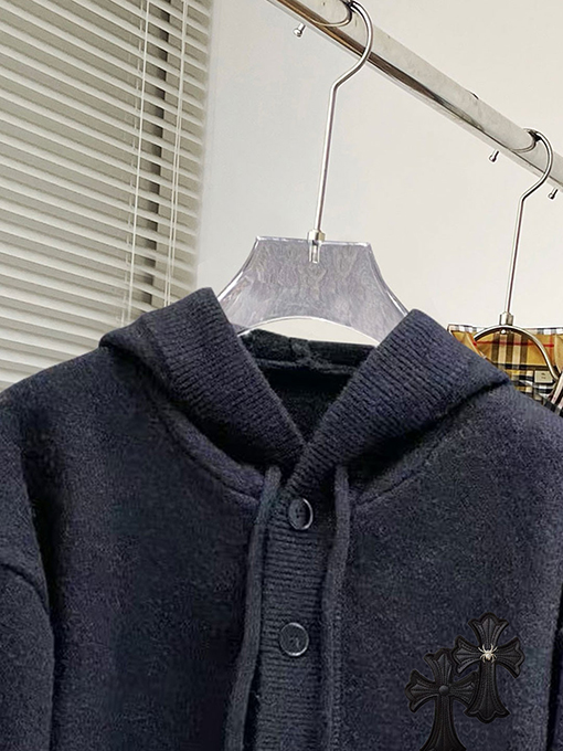 クロムハーツ 公式サイトベストセラーの厚ニットフード付きセーターカーディガン