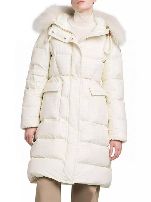 モンクレールスーパーコピー ウールカラーのレディースミドル丈フード付きダウンジャケット