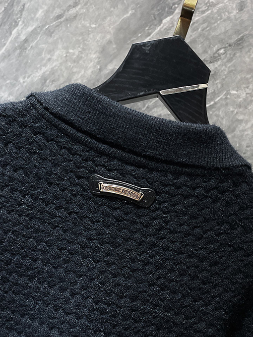 クロムハーツ ワッフルチェックのパッチワークカーディガンセーター