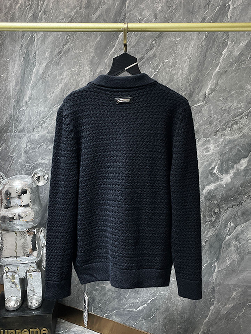 クロムハーツ ワッフルチェックのパッチワークカーディガンセーター