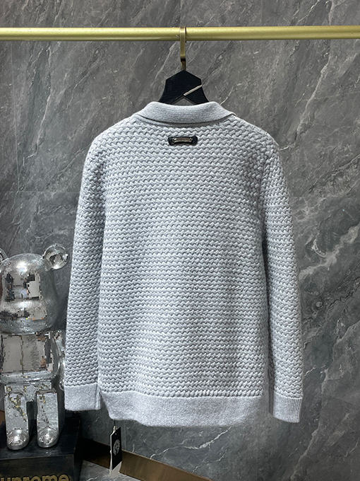 クロムハーツ ワッフルチェックのパッチワークカーディガンセーター