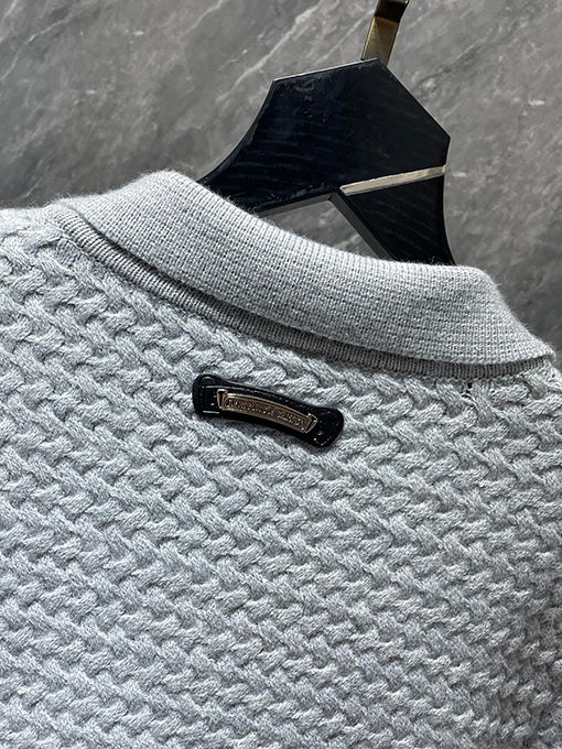 クロムハーツ ワッフルチェックのパッチワークカーディガンセーター