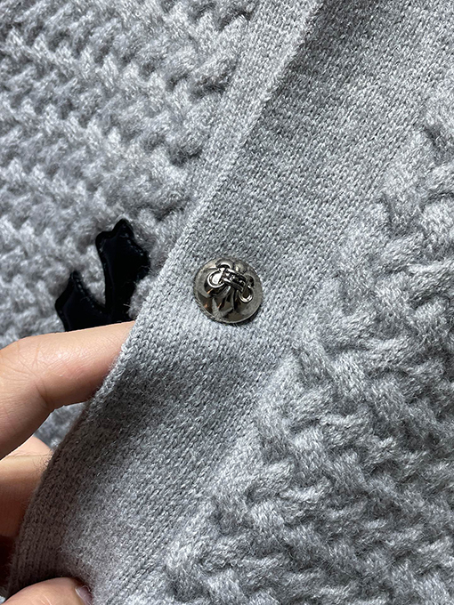 クロムハーツ ワッフルチェックのパッチワークカーディガンセーター