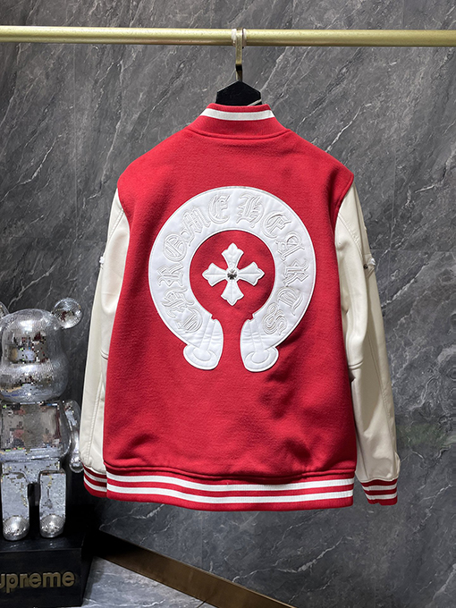 クロムハーツ サンスクリット十字ウールレザースリーブベースボールジャケット