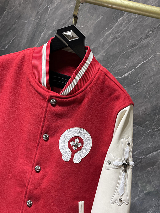 クロムハーツ サンスクリット十字ウールレザースリーブベースボールジャケット