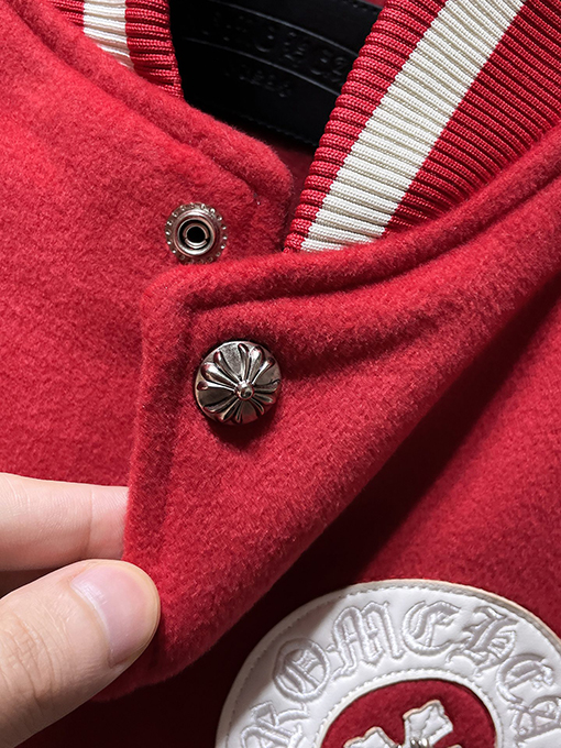 クロムハーツ サンスクリット十字ウールレザースリーブベースボールジャケット