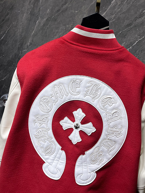 クロムハーツ サンスクリット十字ウールレザースリーブベースボールジャケット