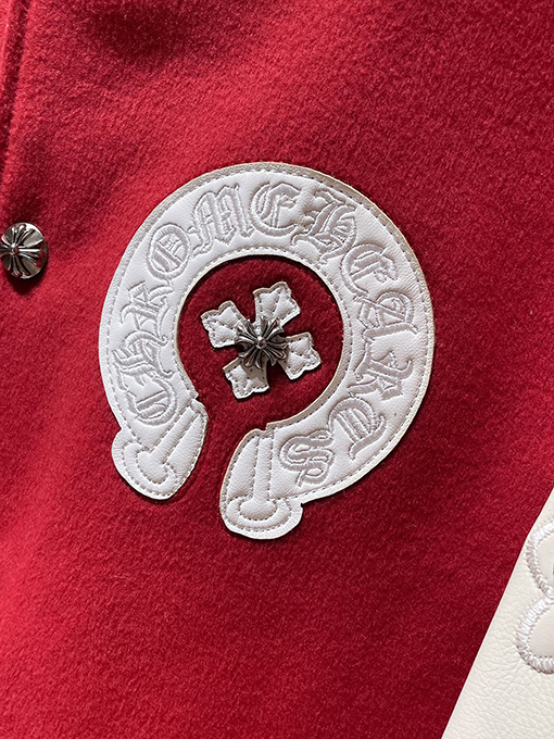 クロムハーツ サンスクリット十字ウールレザースリーブベースボールジャケット