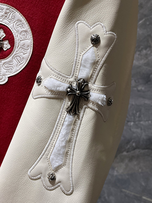 クロムハーツ サンスクリット十字ウールレザースリーブベースボールジャケット