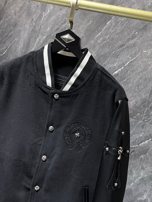 クロムハーツ サンスクリット十字ウールレザースリーブベースボールジャケット