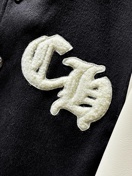 クロムハーツ 新しいサンスクリット十字ウールレザースリーブパッチワークデザイン