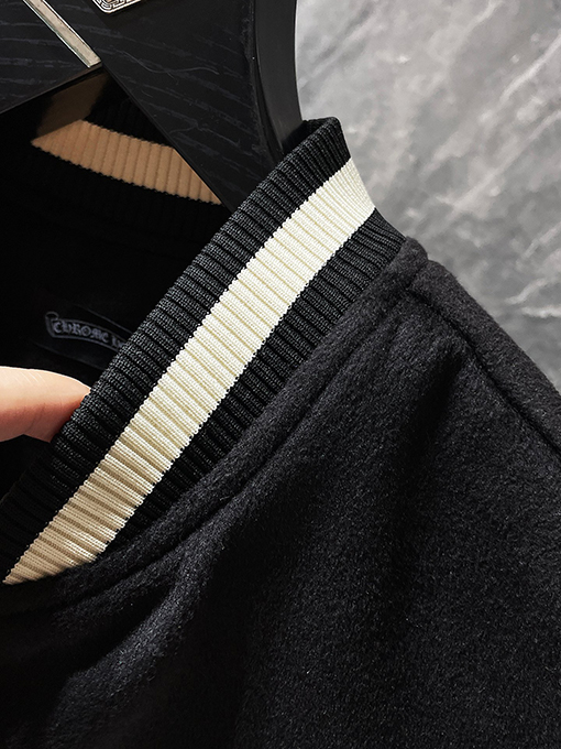 クロムハーツ 新しいサンスクリット十字ウールレザースリーブパッチワークデザイン