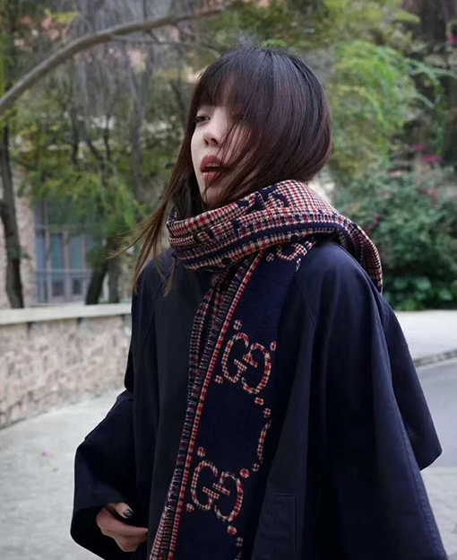 グッチ チェック柄Gウールスカーフ