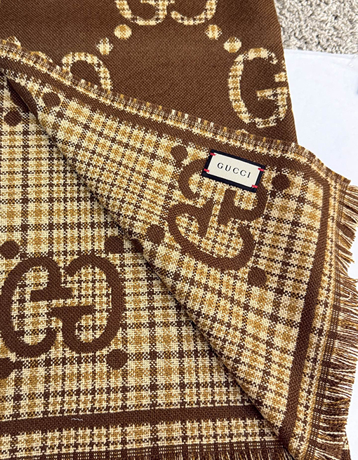 グッチ チェック柄Gウールスカーフ