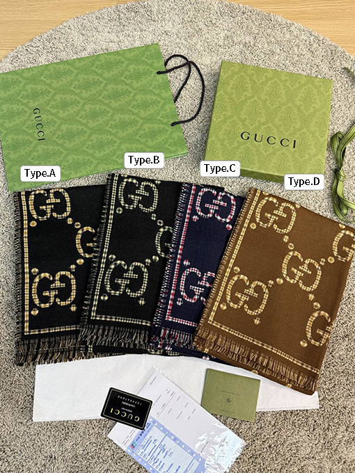 グッチ チェック柄Gウールスカーフ