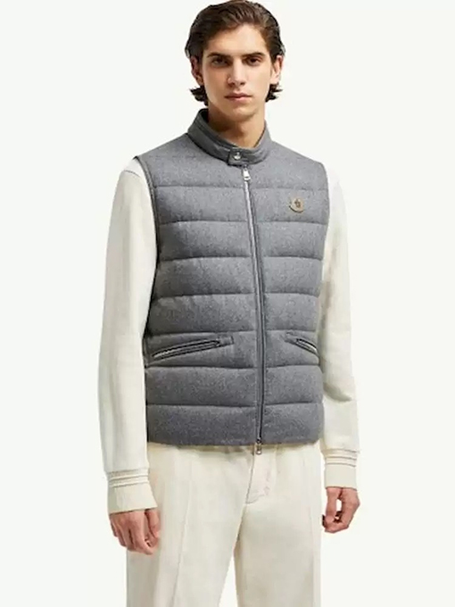 モンクレールスーパーコピー Gallienne 新作レザーバッジウールダウンベスト