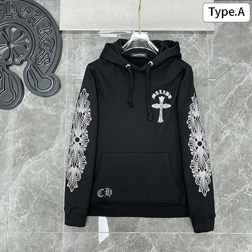 クロムハーツコピー グラフィティホースシュー手描き暗闇で光るフード付きスパーカー