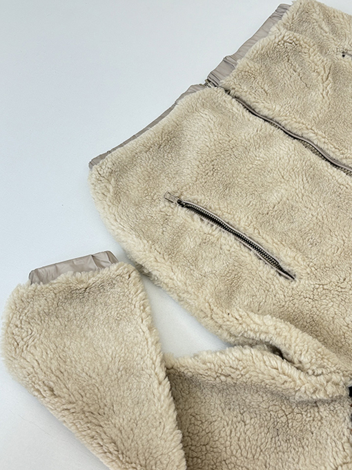 モンクレール 幾何学模様のジャカードウール混紡プラッシュフード付きジャケット