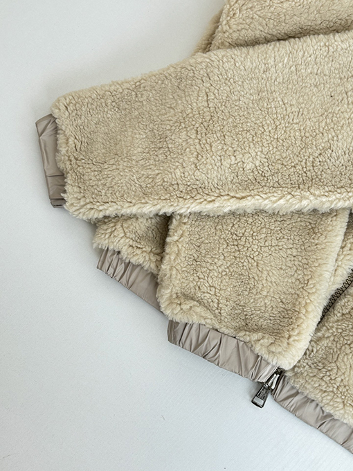 モンクレール 幾何学模様のジャカードウール混紡プラッシュフード付きジャケット