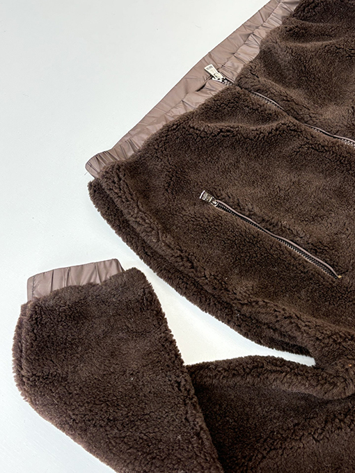 モンクレール 幾何学模様のジャカードウール混紡プラッシュフード付きジャケット