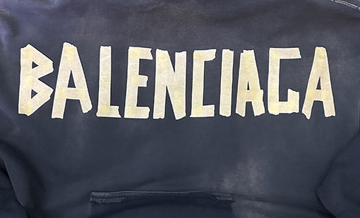 バレンシアガ Balenciaga シルバーテーププリントフード付きスウェットシャツ