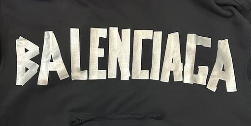 バレンシアガ Balenciaga シルバーテーププリントフード付きスウェットシャツ