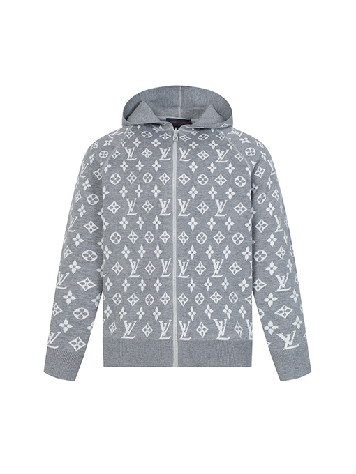 ルイヴィトン リバーシブル四つ葉のクローバージャカードカシミア混フード付きジャケット