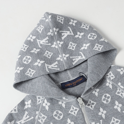 ルイヴィトン リバーシブル四つ葉のクローバージャカードカシミア混フード付きジャケット