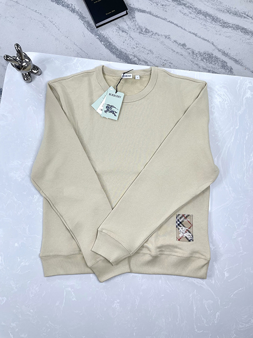 バーバリー チェック柄パッチワークウォーホースクルーネックスウェットシャツ