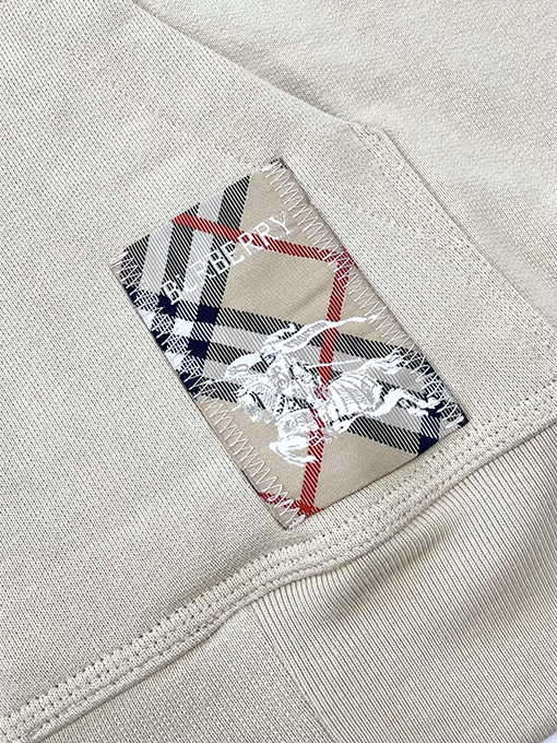 バーバリー チェック柄パッチワークウォーホースフード付きジップアップスウェットシャツ