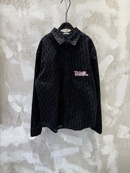 DIOR X KAWS 限定蛇年刺繍りフロックバーンアウトモノグラムプリントシャツ