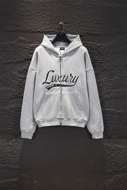 バレンシアガ Balenciaga 500gのフード付きジップアップスウェットシャツ