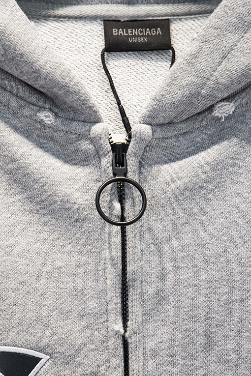 バレンシアガ Balenciaga 500gのフード付きジップアップスウェットシャツ