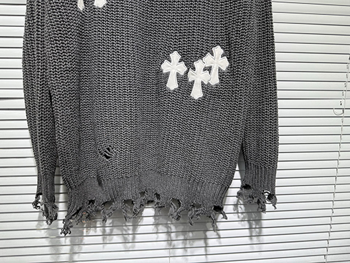 クロムハーツ ランウェイスタイルのチャンキーニットのルーズフィットセーター