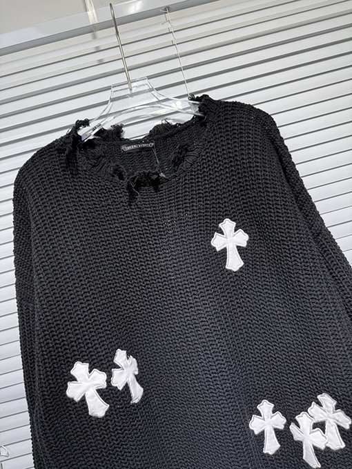 クロムハーツ ランウェイスタイルのチャンキーニットのルーズフィットセーター